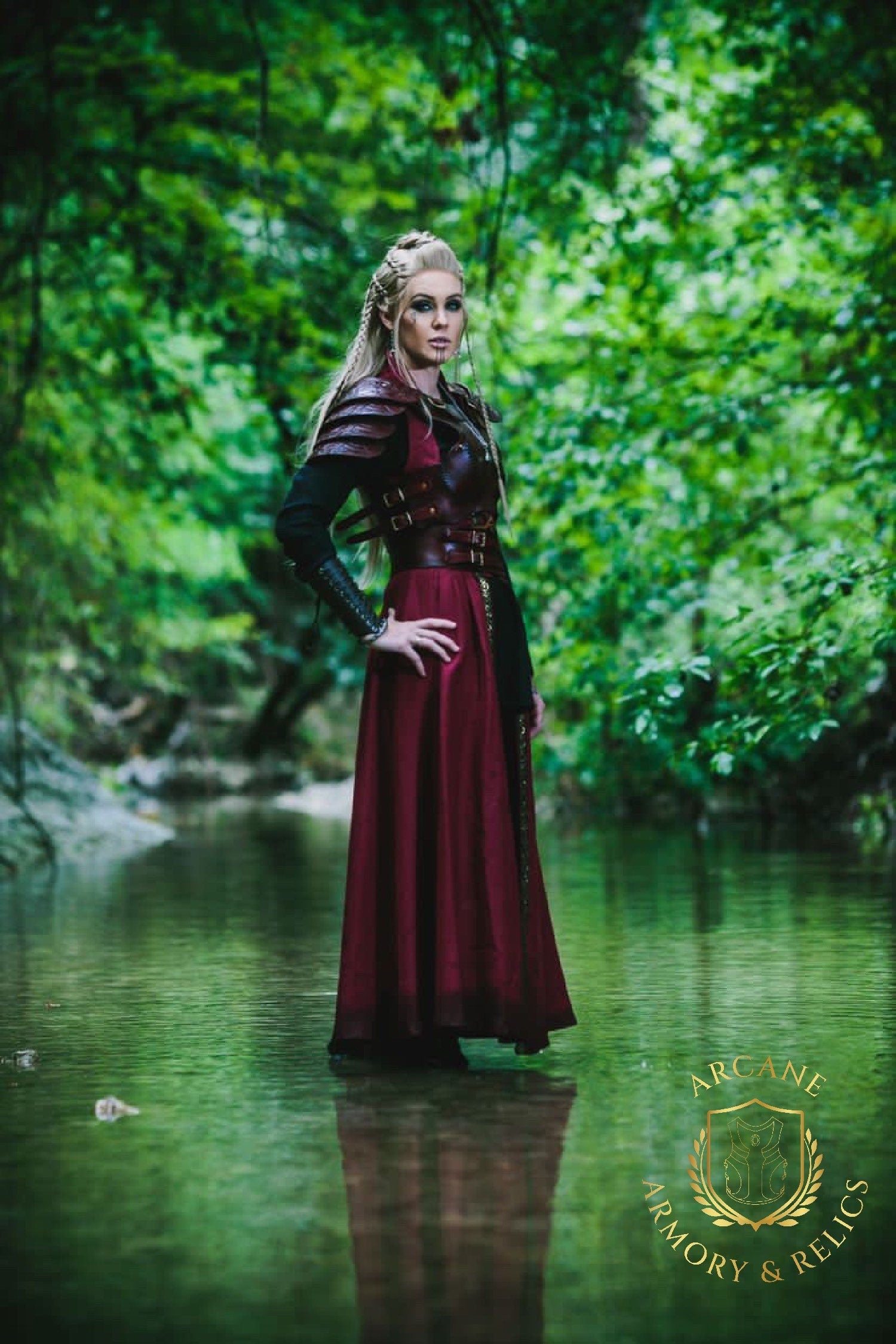 Women’s Shield Maiden Leather Armor, Belt, and Shoulders