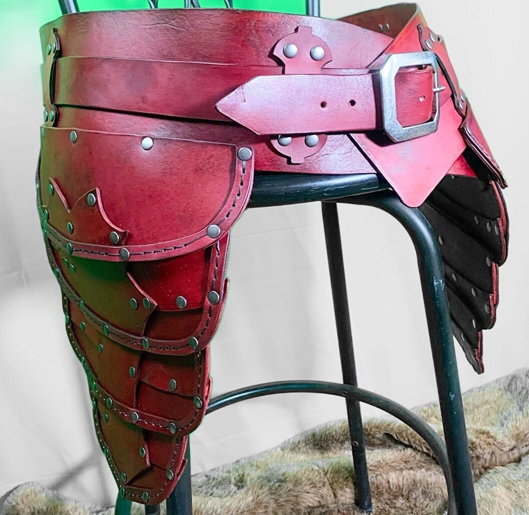 Clan Chief Corsair Leather Greaves, Belt, Battle Skirt