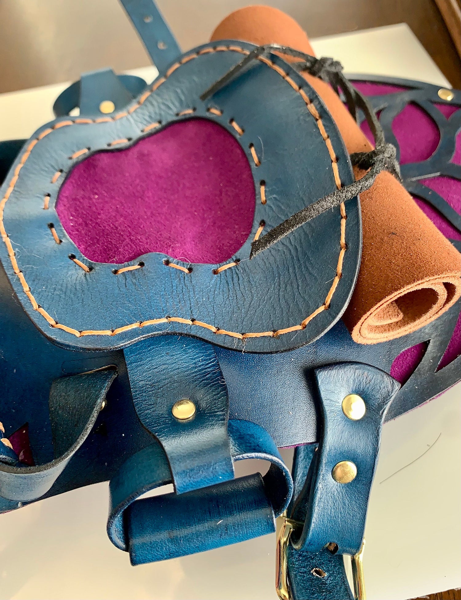 Dog Harness, Leather and Suede Fairy Saddle