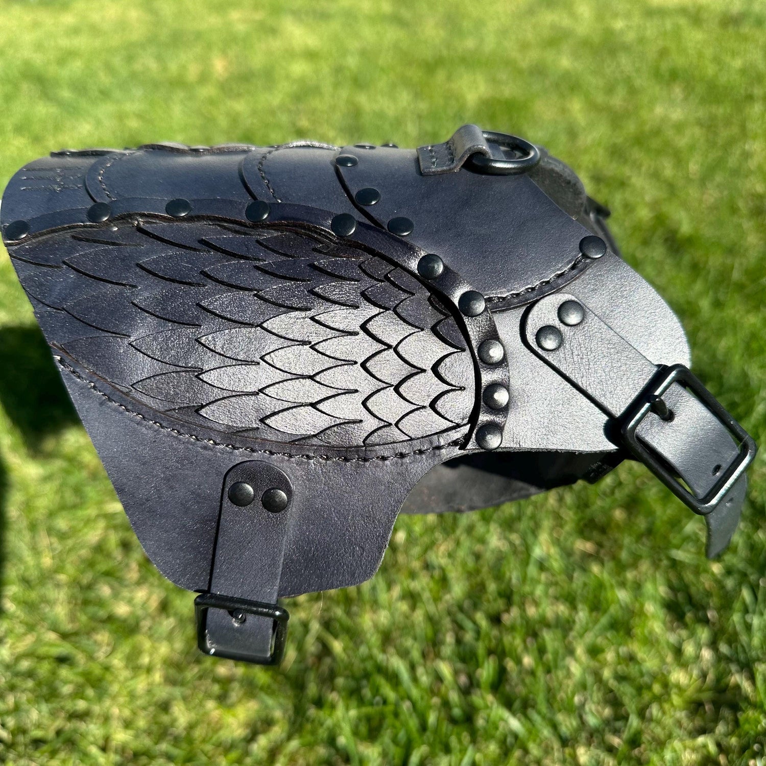 Raven Leather Dog Harness Armor — NEW DESIGN! Wingaling!
