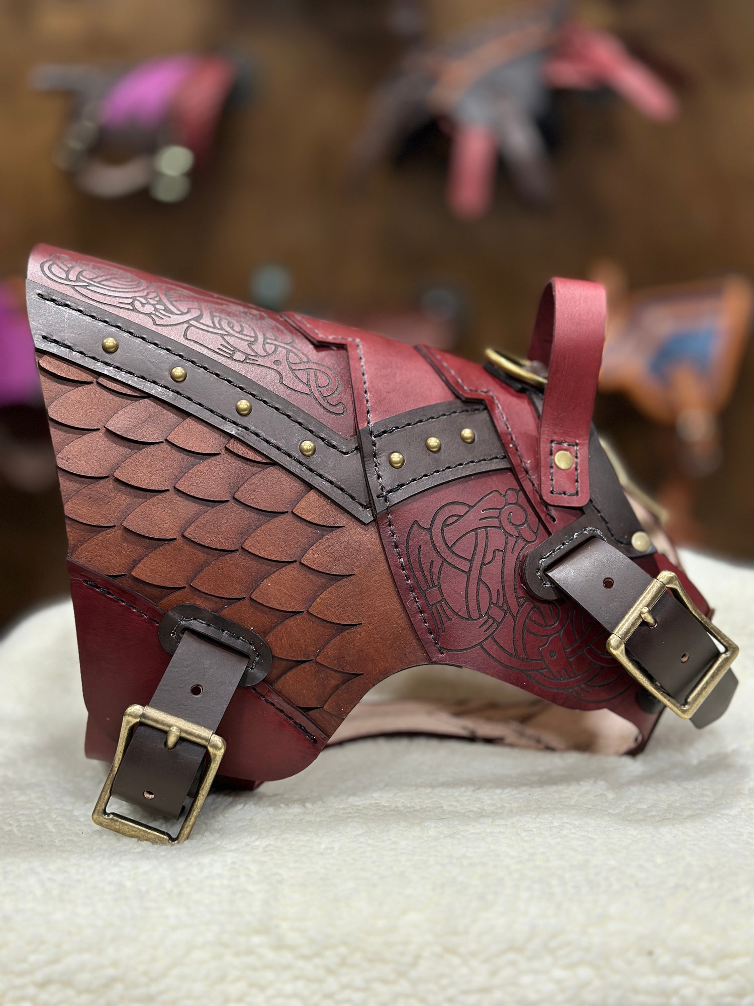 Frigga Leather Dog Harness Armor