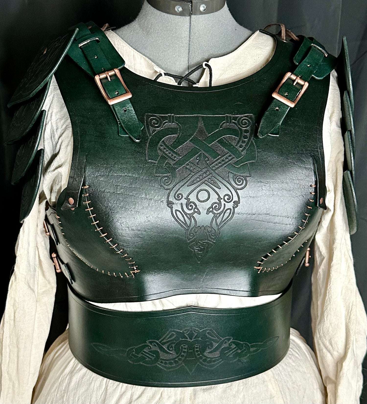 Women’s Shield Maiden Leather Armor, Belt, and Shoulders