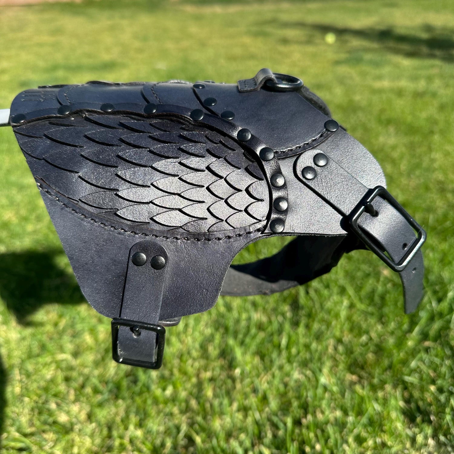 Raven Leather Dog Harness Armor — NEW DESIGN! Wingaling!